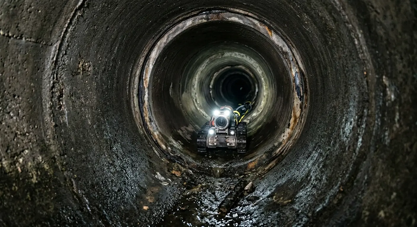 Robotic sewer camera inspecting pipe interior for Sewer Line Repair in Lantana